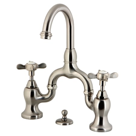 Kingston Brass KS7998BEX Bridge Bathroom Faucet with Brass Pop-Up, Brushed Nickel KS7998BEX
